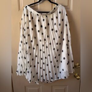 a new day White Pleated Skirt with Black Polka Dots